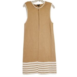 Talbots| Women’s Tan and Cream Sleeveless Duster Sweater (Size Medium)
